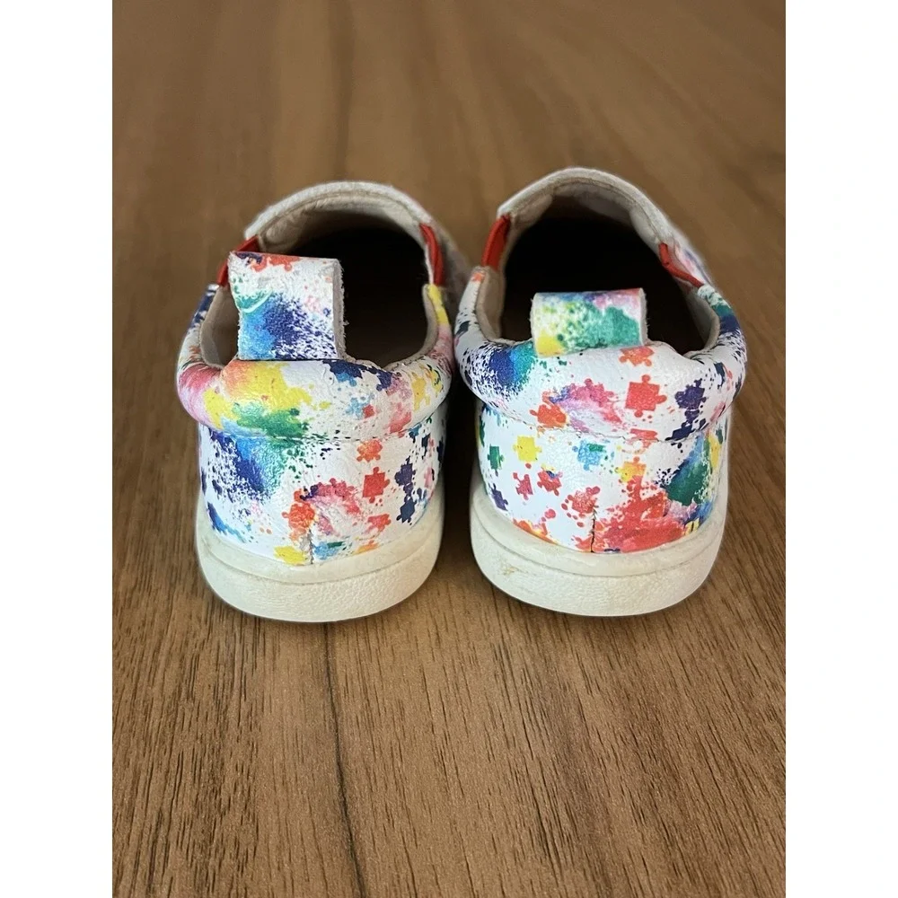 Monkey Feet Multicolored Splatter Rainbow‎ Paint Girls 12-18 mos Slip-On Shoes